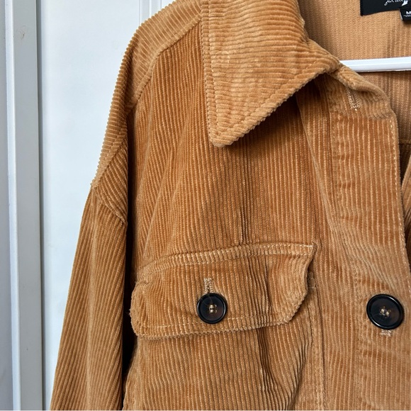 7 for all mankind women’s size medium mustard corduroy button up jacket shacket - Picture 5 of 9